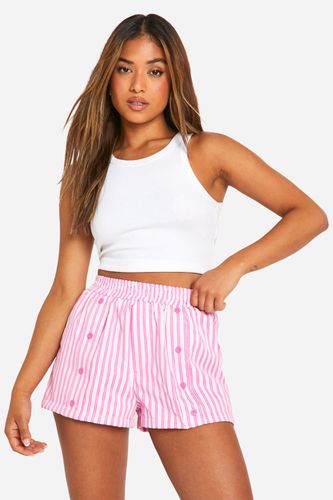 Womens Petite Stripe Boxer Short - - 10 - boohoo - Modalova