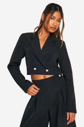 Womens Longline Cropped Tailored Blazer - - 10 - boohoo - Modalova