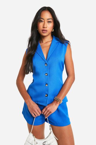 Womens Textured Linen Look Open Tie Back Waistcoat - - 16 - boohoo - Modalova