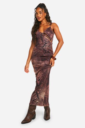 Womens Cut Out Strappy Ruffle Snake Printed Mesh Maxi Dress - - 14 - boohoo - Modalova