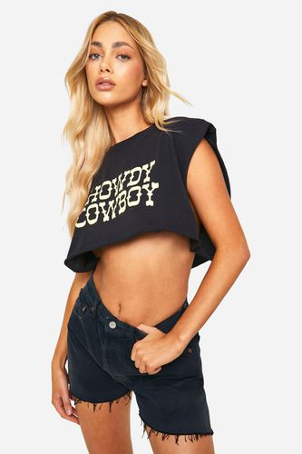 Womens Howdy Cowboy Sleeveless vest Top - - XL - boohoo - Modalova