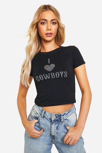 Womens Hotfix I Heart Cowboys Baby Tee - - XL - boohoo - Modalova