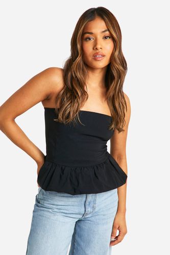 Womens Petite Bandeau Puffball Peplum Top - - 10 - boohoo - Modalova