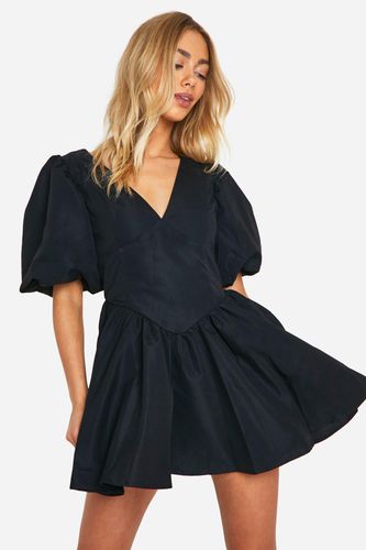 Womens Puff Sleeve Dropped Waist Smock Dress - - 16 - boohoo - Modalova