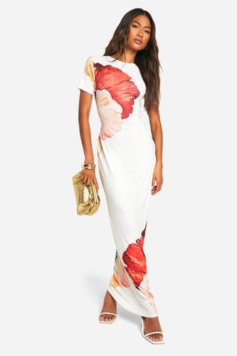 Womens Textured Sheer Floral Tie Back Maxi Dress - - 10 - boohoo - Modalova