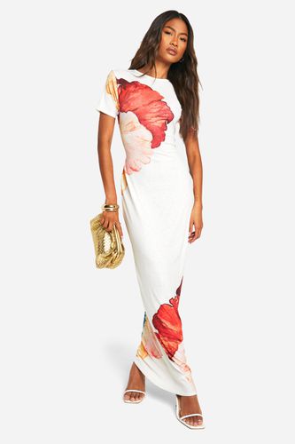 Womens Textured Sheer Floral Tie Back Maxi Dress - - 14 - boohoo - Modalova