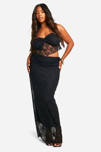 Womens Plus Lace Ruched Side Maxi Skirt - - 20 - boohoo - Modalova