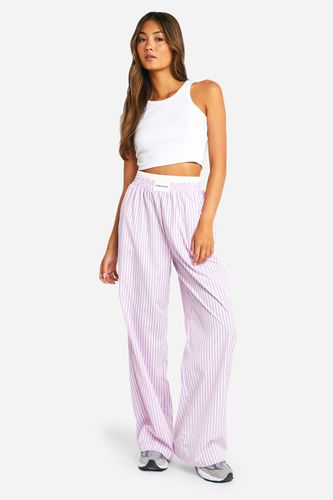 Womens Contrast Waistband Stripe Wide Leg Trouser - - 14 - boohoo - Modalova