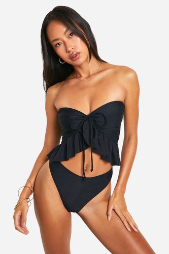 Womens Frill Longline Bandeau Hipster Bikini Set - - 14 - boohoo - Modalova