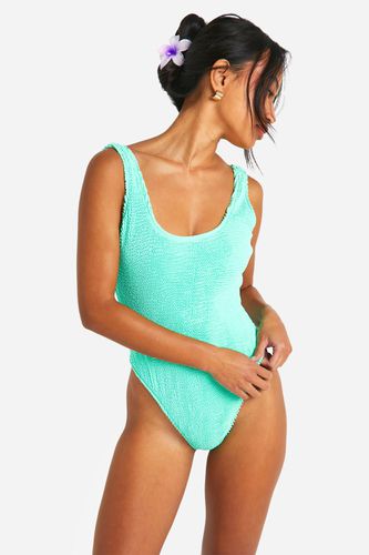 Womens Premium Crinkle Scoop Neck Swimsuit - - 16 - boohoo - Modalova