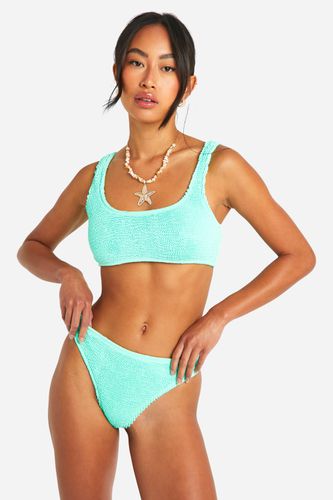 Womens Premium Crinkle Scoop Bikini Top - - 12 - boohoo - Modalova