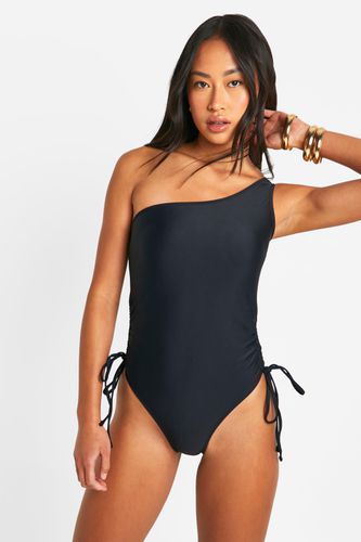 Womens One Shoulder Ruched Sides Swimsuit - - 10 - boohoo - Modalova