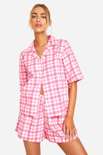 Womens Check Cotton Poplin Short Sleeve Shirt - 12 - boohoo - Modalova