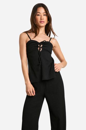 Womens Tall Textured Strappy Open Back Top & Trouser Co-ord - - 14 - boohoo - Modalova