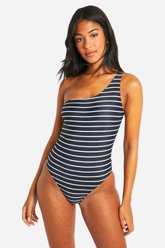 Womens Tall Stripe One Shoulder Swimsuit - - 10 - boohoo - Modalova