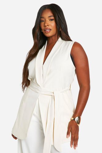 Womens Plus Linen Look Sleeveless Blazer - - 20 - boohoo - Modalova