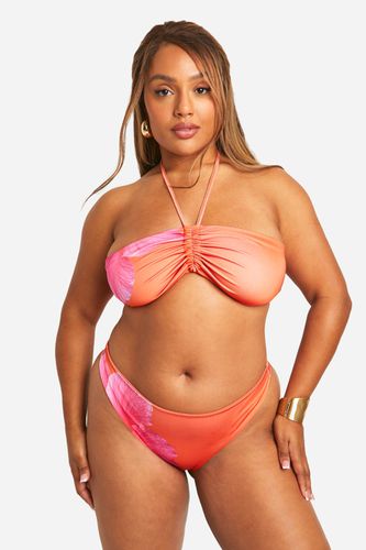 Womens Plus Large Floral Bandeau Bikini Top - - 18 - boohoo - Modalova