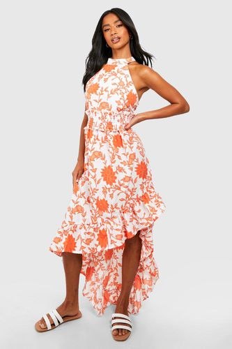 Womens Petite Floral Ruffle Hem Shirred Waist Maxi - - 4 - boohoo - Modalova