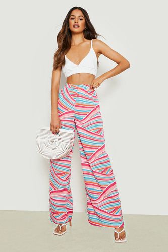 Womens Printed Wide Leg Trousers - - 6 - boohoo - Modalova