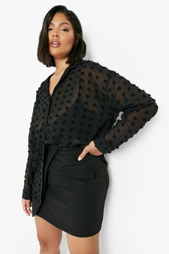 Womens Plus Textured Spot Oversized Shirt - - 20 - boohoo - Modalova