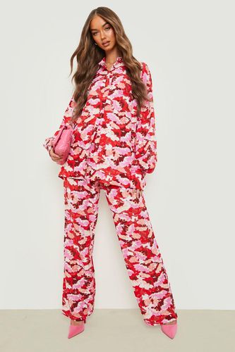 Womens Woven Floral Print Wide Leg Trousers - - 14 - boohoo - Modalova