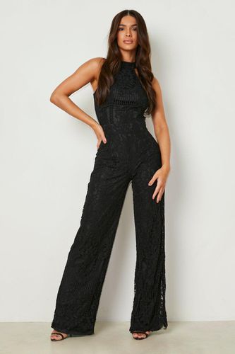 Womens Lace Halter Neck Occasion Jumpsuit - - 12 - boohoo - Modalova