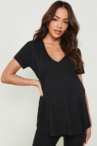 Womens Maternity V Neck Side Split T-Shirt - - 8 - boohoo - Modalova