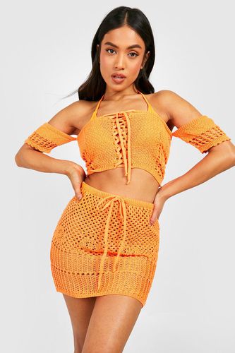 Womens Petite Crochet Top & Skirt Co-Ord - - 6 - boohoo - Modalova