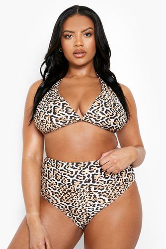 Womens Plus Essentials Leopard Triangle Bikini Top - - 20 - boohoo - Modalova