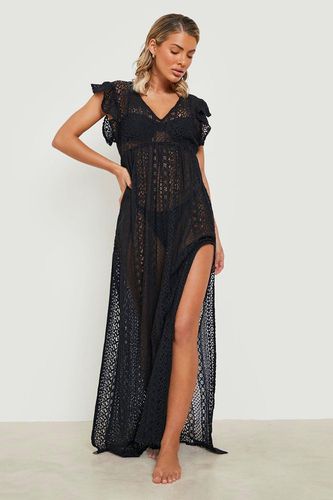 Womens Ruffle Lace Plunge Beach Dress - - S - boohoo - Modalova