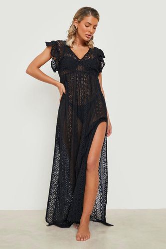 Womens Ruffle Lace Plunge Beach Dress - - XS - boohoo - Modalova