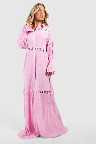 Womens Tassel Lace Cheesecloth Maxi Beach Dress - - L - boohoo - Modalova