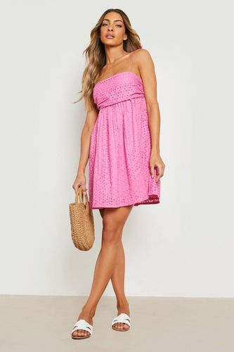 Womens Broderie Strappy Smock Dress - - 10 - boohoo - Modalova