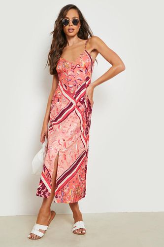 Womens Scarf Print Strappy Slip Dress - - 10 - boohoo - Modalova