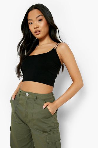 Womens Petite Double Strap Scoop Neck Crop Cami - - 10 - boohoo - Modalova