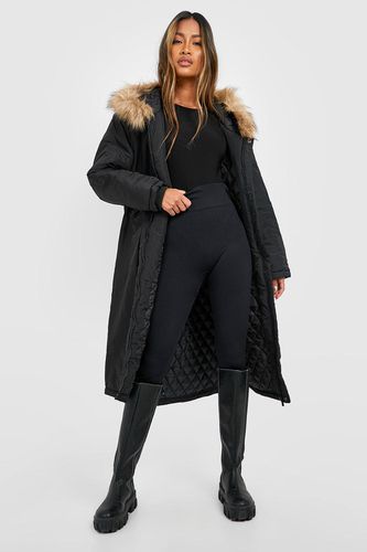 Womens Faux Fur Trim Parka Coat - - 10 - boohoo - Modalova