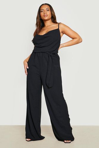 Womens Plus Woven Strappy Cowl Neck Belted Jumpsuit - - 16 - boohoo - Modalova