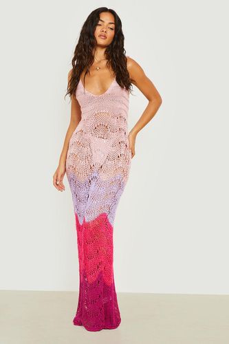 Womens Crochet Contrast Scallop Scoop Beach Dress - - L - boohoo - Modalova