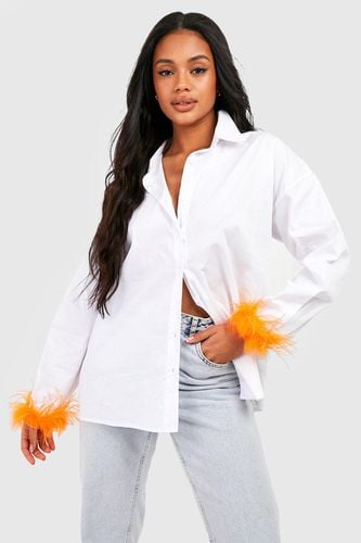 Womens Cotton Poplin Oversized Feather Cuff Shirt - - 10 - boohoo - Modalova