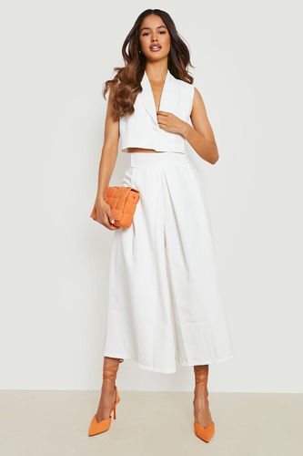 Womens Pleat Front Wide Leg Tailored Culottes - - 12 - boohoo - Modalova