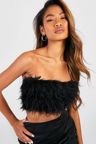 Womens Feather Bandeau Crop - - 12 - boohoo - Modalova