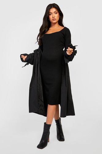 Womens Maternity Split Knitted Midi Dress - - 12 - boohoo - Modalova