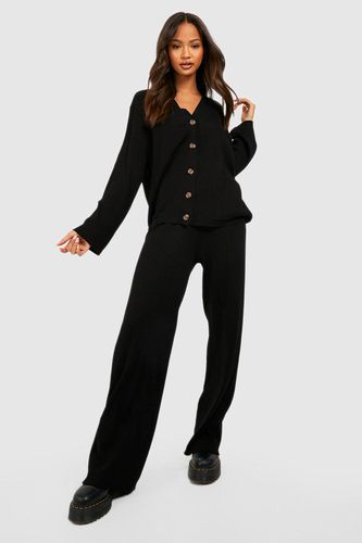 Womens Rib Knit Buttoned Cardigan & Trouser Co-ord - - S - boohoo - Modalova