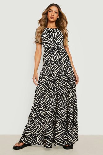 Womens Zebra Tiered Maxi Dress - - 10 - boohoo - Modalova