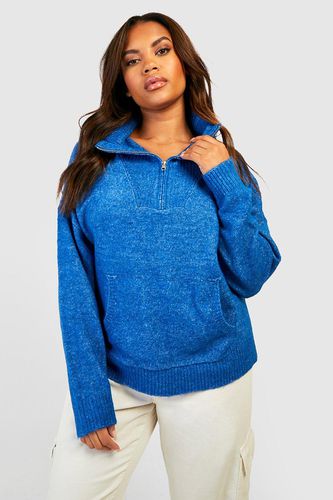 Womens Plus Zip Collared Polo Jumper - - 16 - boohoo - Modalova