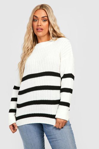 Womens Plus Stripe Boxy Knitted Jumper - - 26 - boohoo - Modalova