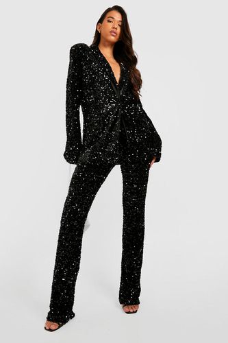 Womens Tall Velvet Sequin Flares - - 18 - boohoo - Modalova