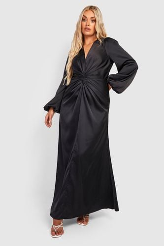 Womens Plus Satin Twist Front Blouson Sleeve Maxi Dress - - 22 - boohoo - Modalova