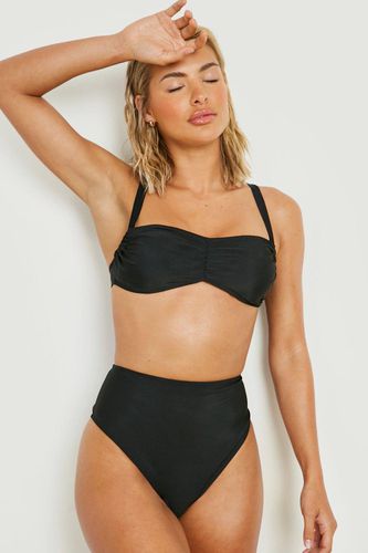 Womens Padded Ruched Front High Waist Bikini Set - - 6 - boohoo - Modalova