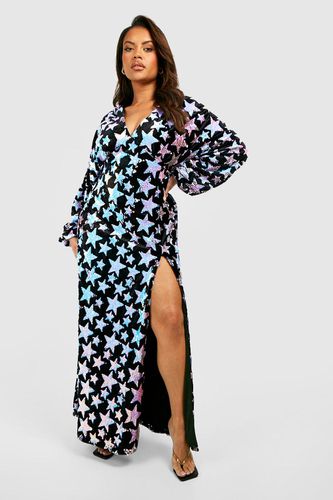 Womens Plus Star Sequin Detail Split Leg Maxi Dress - - 18 - boohoo - Modalova
